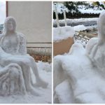 La "Pietà" di neve a Tonara, ecco il vero autore - Foto e intervista