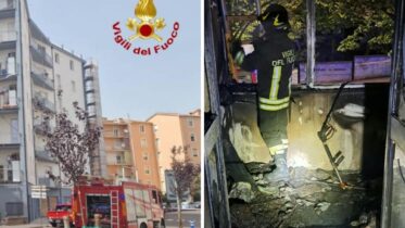 incendio in casa a nuoro, vigili del fuoco in via Kandinskij