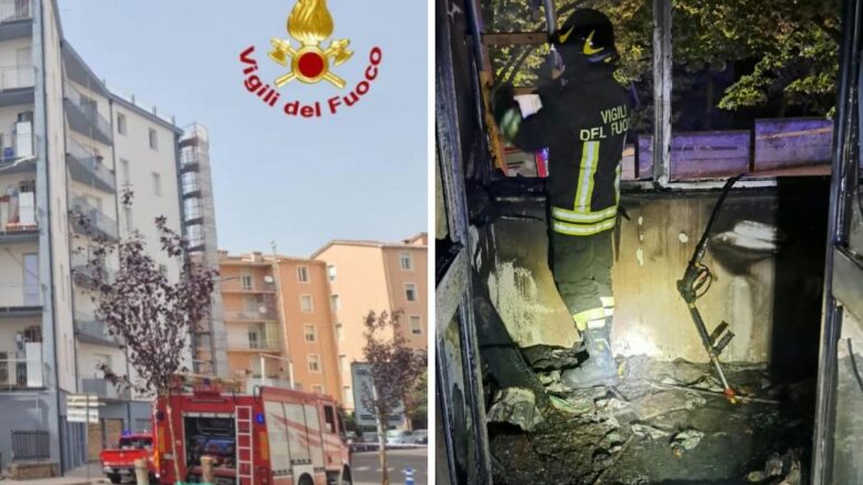 incendio in casa a nuoro, vigili del fuoco in via Kandinskij